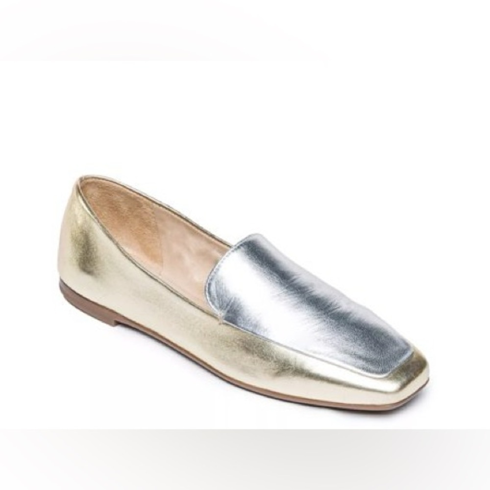 NWOB Bernardo Genesis Bicolor Gold Metallic Slip On Flat Leather Loafers Size: 8
